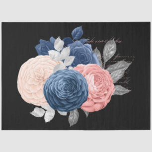 Blush en Navy Floral Ephemera Series Design 6 Tissuepapier