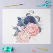 Blush en Navy Floral Ephemera Series Design 9 Tissuepapier (Craft)