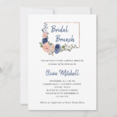 Blush en Navy Floral Geometric | Bridal Brunch Kaart (Voorkant)