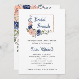 Blush en Navy Floral Geometric | Bridal Brunch Kaart
