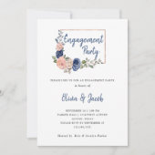 Blush en Navy Floral Geometric | Engagement Party Kaart (Voorkant)