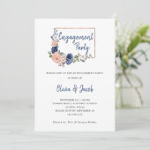 Blush en Navy Floral Geometric | Engagement Party Kaart (Staand voorkant)