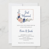 Blush en Navy Floral Geometric | Gewoon gehuwd Kaart (Voorkant)