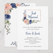 Blush en Navy Floral Geometric | Gewoon gehuwd Kaart (Voorkant / Achterkant)