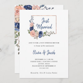 Blush en Navy Floral Geometric | Gewoon gehuwd Kaart