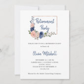 Blush en Navy Floral Geometric | Pensioenpartij Kaart (Voorkant)