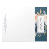 Blush en Navy Flowers | Blauw 8,5 x 11-inch bedrij Notitieblok (Voorkant)