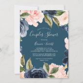 Blush en Navy Flowers | Blauwe stelletster Kaart (Voorkant)
