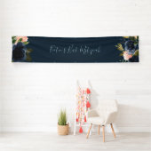 Blush en Navy Flowers | Blue Bat Mitzvah Spandoek (Insitu)