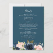 Blush en Navy Flowers | Grijs in één huwelijk Kaart (Achterkant)