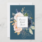 Blush en Navy Flowers | Licht grijs Vrijgezellenfe Kaart (Achterkant)