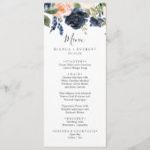 Blush en Navy Flowers | Menu Wit-weddenschap (Voorkant)