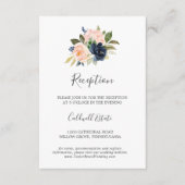 Blush en Navy Flowers White Reception Kaart invoeg (Voorkant)
