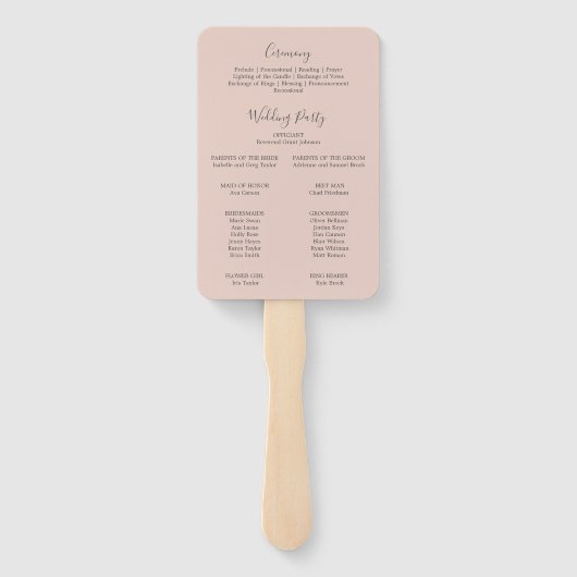 Blush en Navy Flowers | White Wedding Programme Fa Handwaaier (Achterkant)