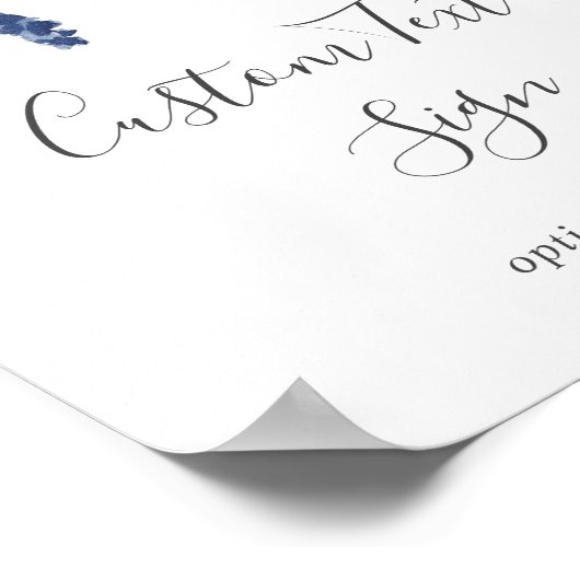 Blush en Navy Flowers | Wit aangepast tekstteken Poster (Hoek)