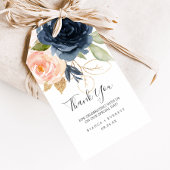 Blush en Navy Flowers | Wit bedankt voor je plezie Cadeaulabel