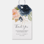Blush en Navy Flowers | Wit bedankt voor je plezie Cadeaulabel (Voorkant)