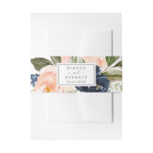 Blush en Navy Flowers | Wit huwelijk Uitnodigingen Wikkel (Voorkant Voorbeeld)
