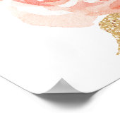 Blush en Navy Flowers | Wit-welkomsthuwelijk Poster (Hoek)