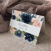 Blush en Navy Flowers | Witte bruiloft Kaart