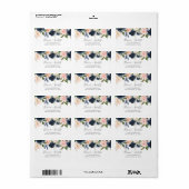 Blush en Navy Flowers | Witte RSVP-Adresetiketten Etiket (Full Sheet)