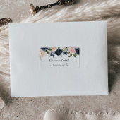 Blush en Navy Flowers | Witte RSVP-Adresetiketten Etiket