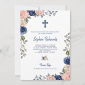 Blush en Navy Hand getrokken bloemen | Confirmatio Kaart (Voorkant)