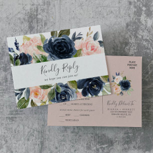 Blush en Navy Keuze uit het witte menu RSVP-Brie