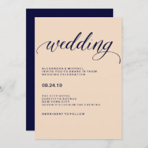Blush en Navy Typografie Bruiloft