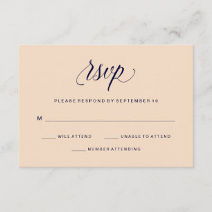 Blush en Navy Typografie   RSVP Kaartje