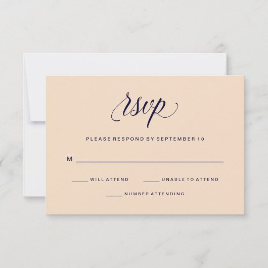 Blush en Navy Typografie | RSVP Kaartje (Voorkant)