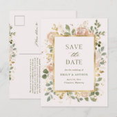 Blush en neutrale Floral | Weddenschap Save the Da Briefkaart (Voorkant / Achterkant)