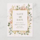 Blush en neutrale Floral | Weddenschap Save the Da Briefkaart (Voorkant)