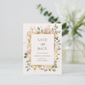 Blush en neutrale Floral | Weddenschap Save the Da Briefkaart (Staand voorkant)