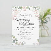 Blush en Olijfgroene Waterverf Eucalyptus Kaart (Staand voorkant)