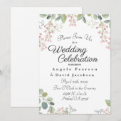 Blush en Olijfgroene Waterverf Eucalyptus Kaart (Voorkant / Achterkant)