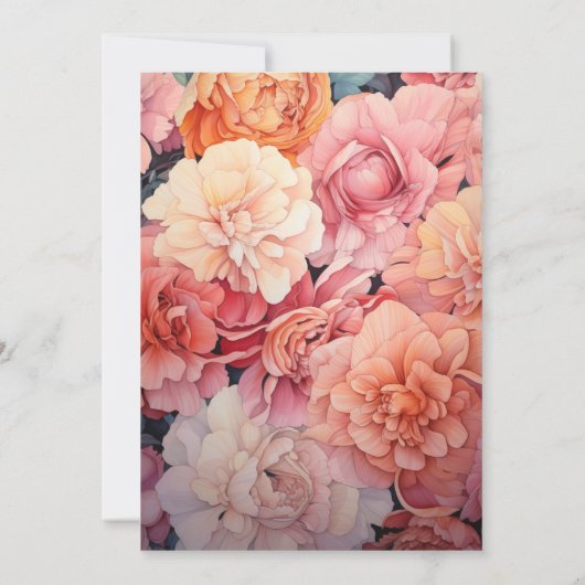 Blush en perzik bloemenbruiloft kaart (Achterkant)