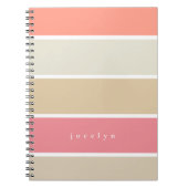 Blush en perzik kleurenblok Monogrammed Girly Notitieboek (Voorkant)