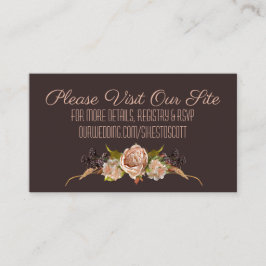 'Blush' en 'Plum Floral Wedding Site'-behuizing Informatiekaartje
