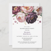 Blush en Plum Peony Bloemen Bachelorette Party Kaart (Voorkant)