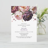 Blush en Plum Peony Bloemen Bachelorette Party Kaart (Staand voorkant)