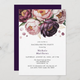 Blush en Plum Peony Bloemen Bachelorette Party Kaart