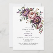 Blush en Plum Peony Krans Koppels Douche Kaart (Voorkant)