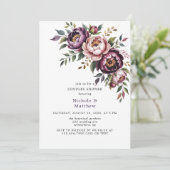 Blush en Plum Peony Krans Koppels Douche Kaart (Staand voorkant)