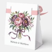 Blush en Plum Peony Krans Trouwen Bedankdoosjes (Achterkant)