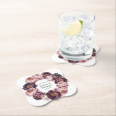 Blush en Plum Peony Krans Trouwen Kartonnen Onderzetters (Insitu)