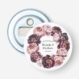 Blush en Plum Peony Krans Wedding Favoriet Button Flesopener