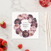 Blush en Plum Peony Krans Wedding Favoriet Servet (Insitu)