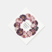 Blush en Plum Peony Krans Wedding Favoriet Servet (Hoek)