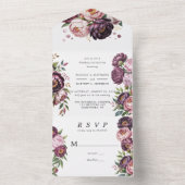 Blush en Plum Pony Bloemen Huwelijksfeest All In One Uitnodiging (Binnen)